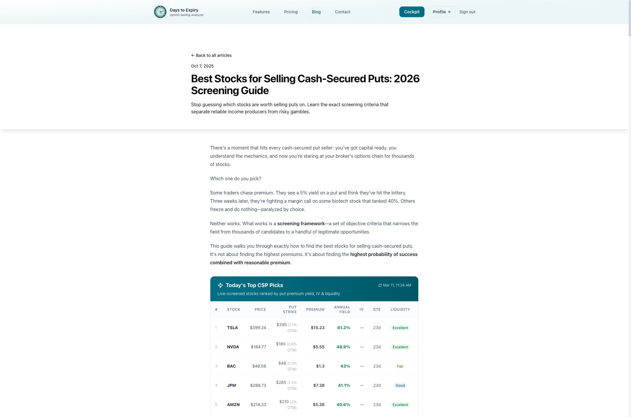 A published blog article on a website showing the finished result of a content draft.
